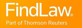 logo-findlaw-sm FindLaw logo: an orange rectangle with the name "Findlaw" in large sans-serif font. Underneath are the words "Part of Thomas Reuters" in the same font and color.